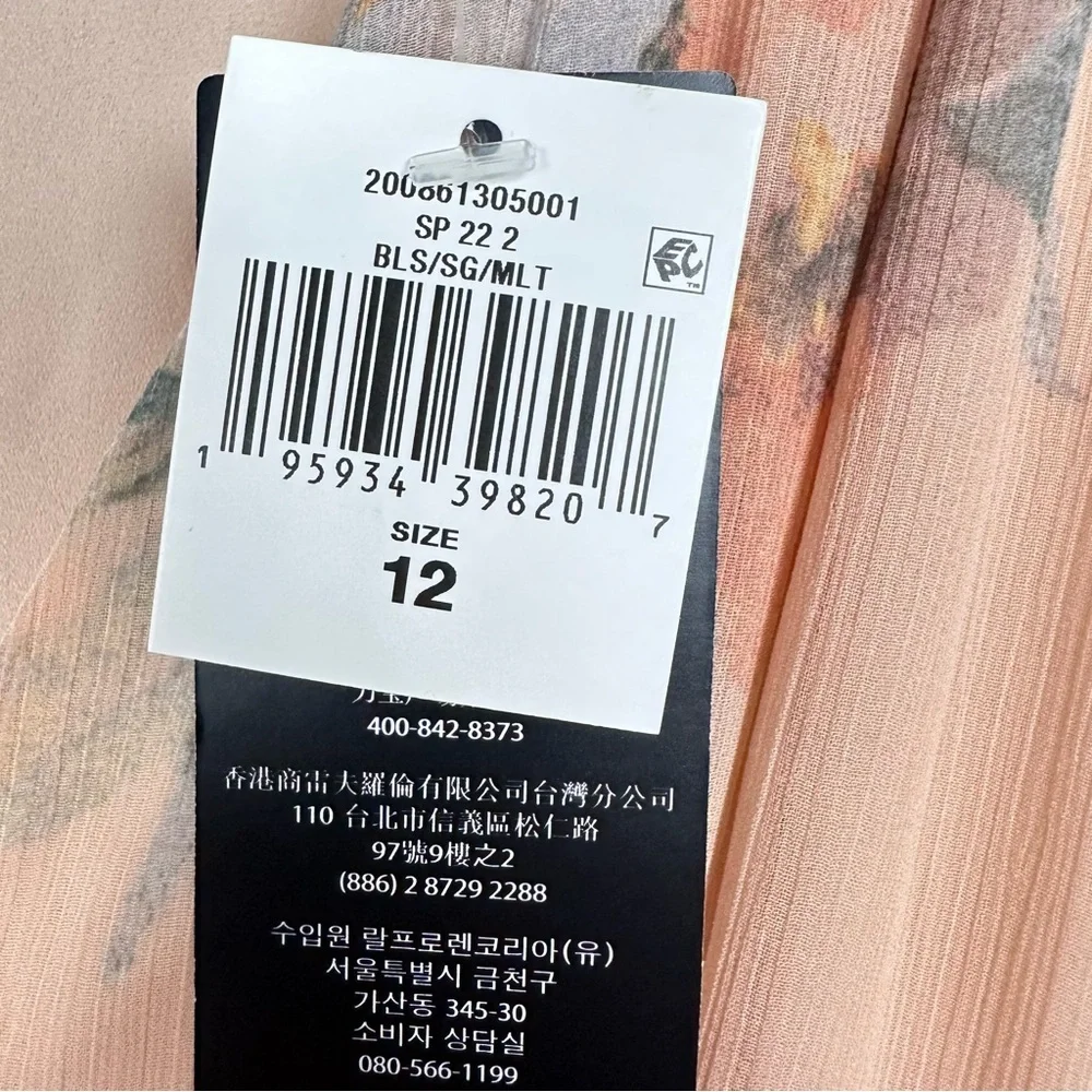 Lauren Women's Ralph Lauren Floral Crinkled Georgette Dress Size 12 NEW - Picture 6 of 8